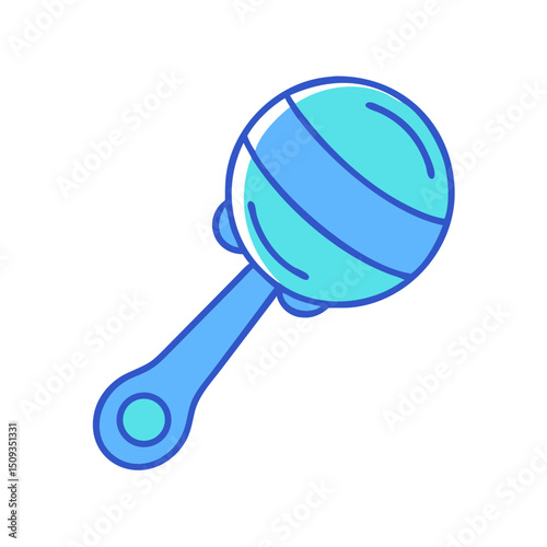 Baby rattle toy, blue and green, for infant development