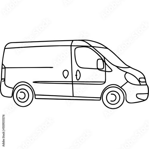 Repair van illustration, in black and white, for transportation business