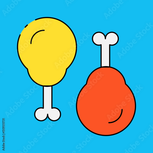 Chicken leg single icon vector illustration