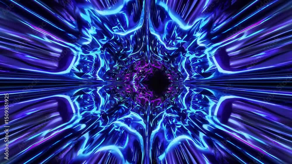 Abstract 3D tunnel loop simulating high speed journey twisting corridor energy perfect sci fi effect VJ sets futuristic digital video in 4k