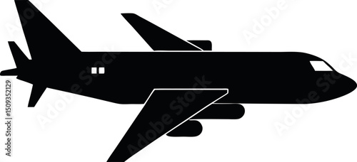 A Big Passenger Air plane on the Sky Vector silhouette