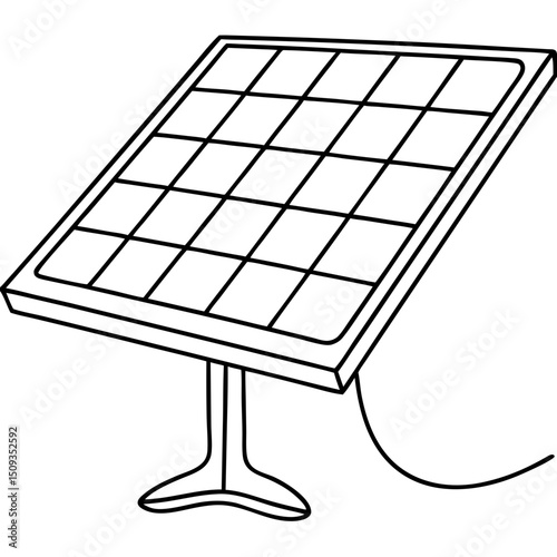 Solar panel illustration, monochrome design, for educational materials