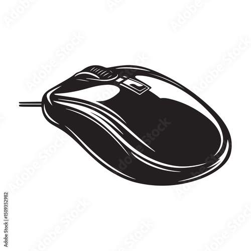 silhouette of a Mouse isolated illustration, Computer wireless mouse vector, computer gadget 