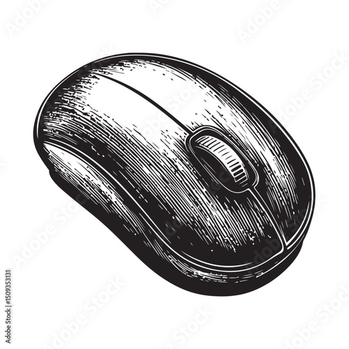silhouette of a Mouse isolated illustration, Computer wireless mouse vector, computer gadget 