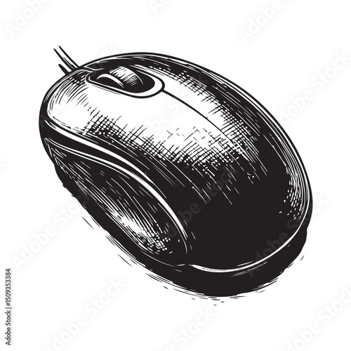 silhouette of a Mouse isolated illustration, Computer wireless mouse vector, computer gadget 