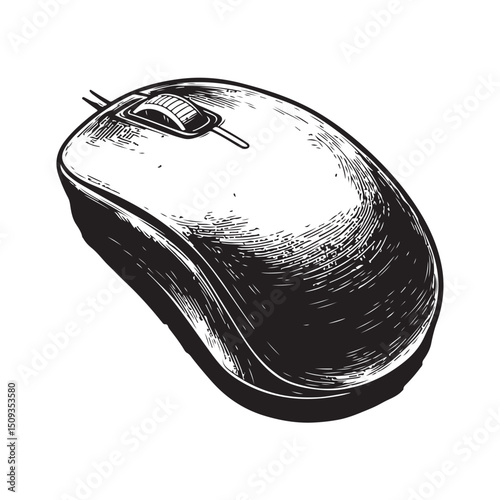 silhouette of a Mouse isolated illustration, Computer wireless mouse vector, computer gadget 