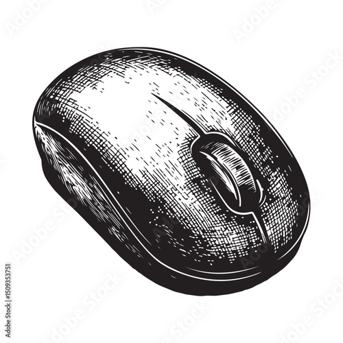 silhouette of a Mouse isolated illustration, Computer wireless mouse vector, computer gadget 