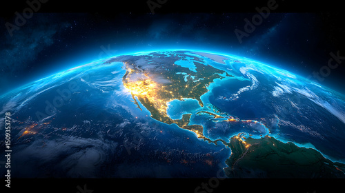 North And South America At Night From Space