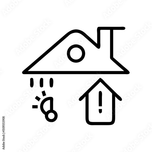 Home thermostat icon, simple line art, for app design