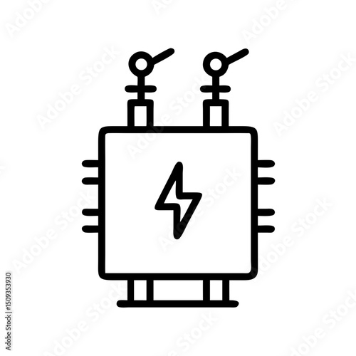 Transformer box line art icon, for industrial design