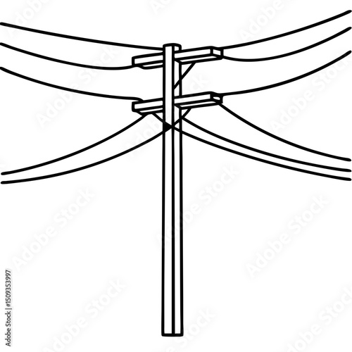Utility pole with cables, for infrastructure diagrams