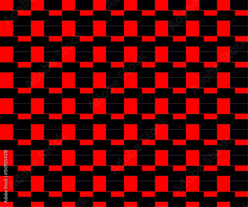 Red and black checkered background /Red and Black Checker Optical Illusion Pattern