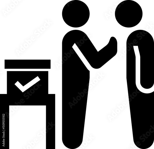Promoting Democracy: Silhouette illustration featuring citizen engaging in civic duty at polling station, symbolizing importance of elections.