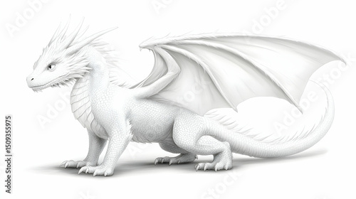 White Dragon with Dotted Scales and Large Wings