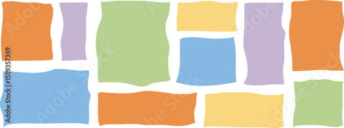 Vector elements of squares and rectangles with wavy edges, resembling paper cutouts. Great for adding an organic and artistic touch.