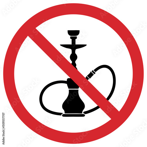 No hookah smoking allowed sign with hookah illustration in a prohibited circle