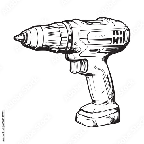 Silhouette of cordless drill illustration, electric drill vector