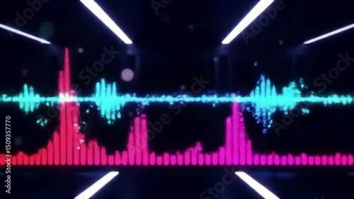 Colorful soundwave visualization in neon style against dark background   photo