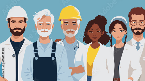 professional illustration of workers for labor day commemoration