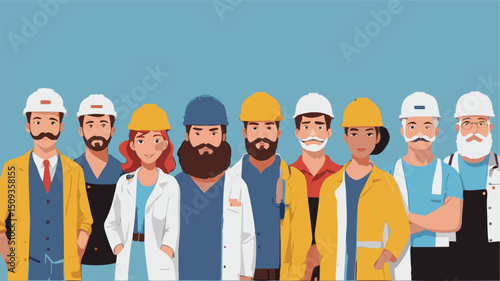 professional illustration of workers for labor day commemoration