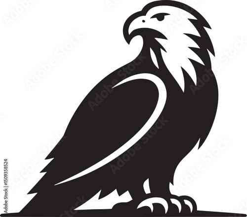 Eagle sitting Silhouette Vector – Majestic Bird of Prey Clipart for Logos, T-Shirts, Patriotic Designs, and Cricut Projects