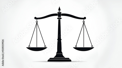 Scales of justice illustration, minimalist weighing scale design symbolizing balance,   law, equality, fairness, symbol, court, judgment, legal, attorney, lawyer, fairness, icon, equality, decision,