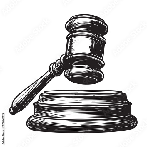 Silhouette of Judge Gavel Icon Vector Illustration