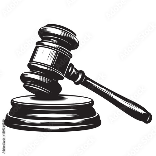Silhouette of Judge Gavel Icon Vector Illustration