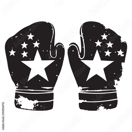 Fighting Boxing gloves icon, two gloves modern flat design style, pair of fighting glove silhouette 