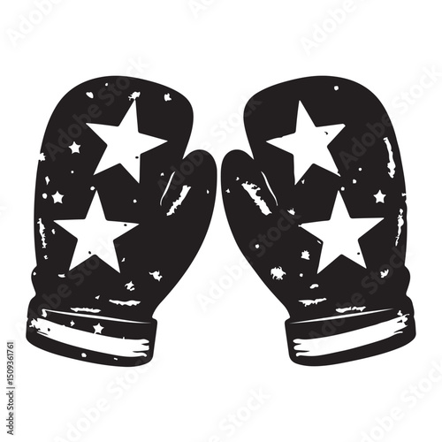 Fighting Boxing gloves icon, two gloves modern flat design style, pair of fighting glove silhouette 
