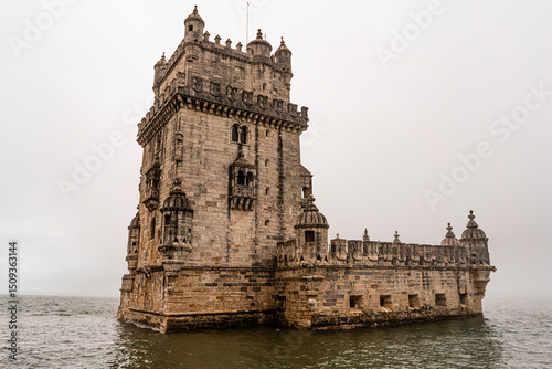 Belem Tower in Foggy Atmosphere, Lisbon, Portugal