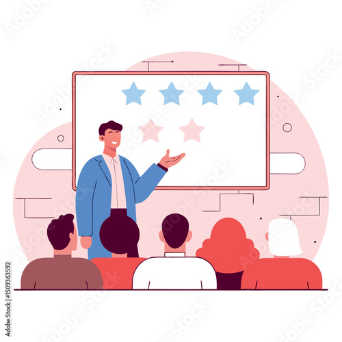 Review Rating Presentation Vector Flat Design Illustration
