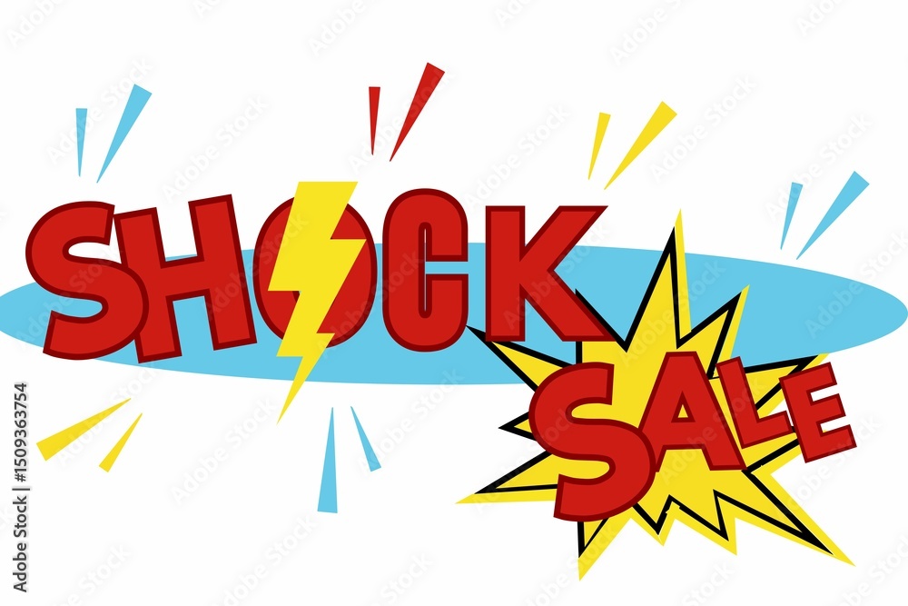 Fototapeta premium Shock sale tag sale, sale, price reduce, less price, shock sale, icon, seal, logo, shock sale advertising, marketing and promotion concept, markets advertising, publicity, advertising paper,