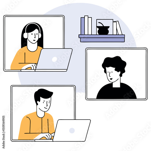 Virtual Meeting Vector Illustration Video Conference Call