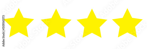 Four stars rating. Five stars customer product rating review. Yellow isolated four stars.4 stars rating review. Eps 10