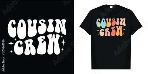 Vintage Cousin Crew T-Shirt: Classic Fit, Crew Neck, Short Sleeve for Casual Trips & Vacations, vintage, cousin, crew, t-shirt