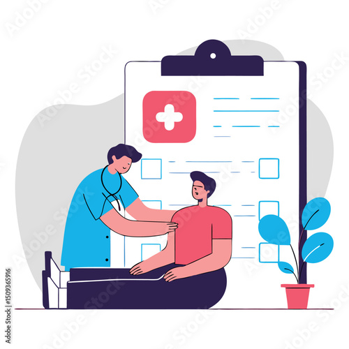 Doctor Examining Patient Vector Medical Checkup Illustration