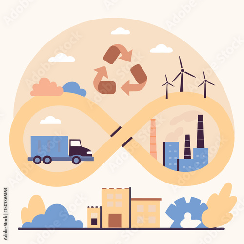 Sustainability Vector Illustration Circular Economy Design