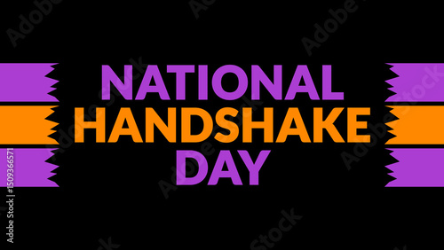 National Handshake Day text with side lines on a black background. Which is observed every year in June to celebrate National Handshake Day.