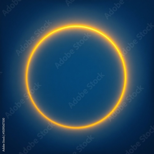 Halo de lumière jaune sur un fond bleu qui comporte des petites étoiles