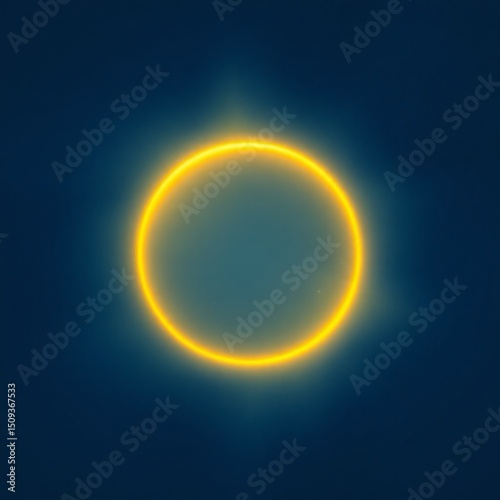 Halo de lumière jaune sur un fond bleu qui comporte des petites étoiles