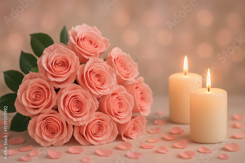 candle and roses