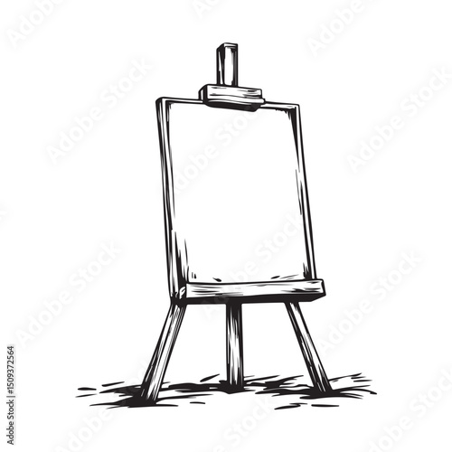 canvas silhouette, canvas vector illustration, Artist's easel wooden with clean white canvas, 