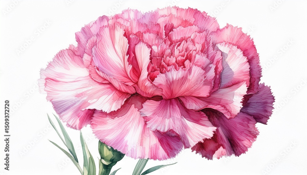 hand drawn watercolor pink carnation flower isolated on white background hand drawn watercolor pink carnation flower isolated on white background