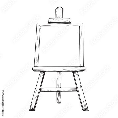 canvas silhouette, canvas vector illustration, Artist's easel wooden with clean white canvas, 
