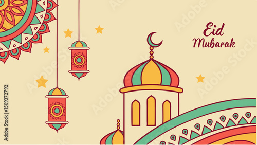 Create A Eid Banner Background With Writing Eid Mu 1