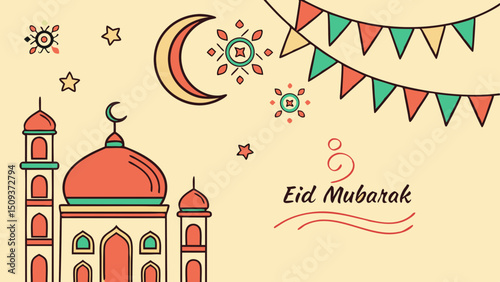 Create A Eid Banner Background With Writing Eid Mu 2