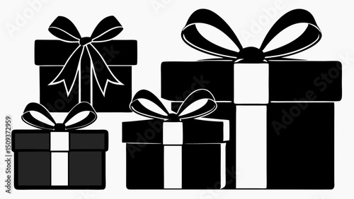 Elegant Black and White Gift Boxes Perfect for Holiday or Special Occasion Designs