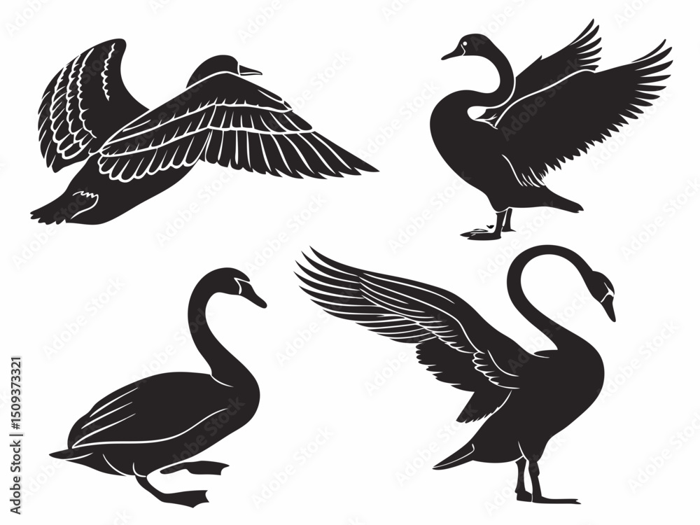 Fototapeta premium Generate30 Unique Swan Silhouette Illustrations T 3