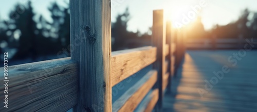 Wooden fence sunset warm light